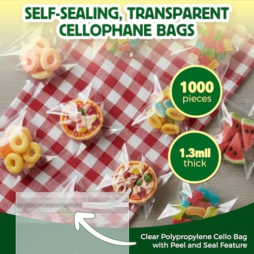 Seal Fresh Self Sealing Cellophane Bags - 3" x 4" (1000 Count) - Clear Plastic Resealable Cello Bag - Cellophane Treat Bags, Cookie Bags for Packaging, Candy bags, Cello Bags, Pastry Bags - Image 2