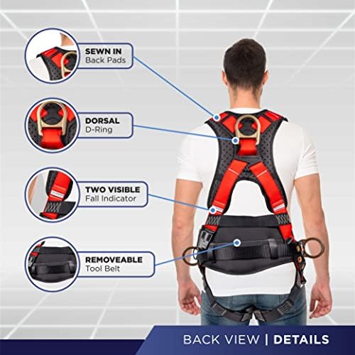 Palmer Safety Hammerhead 5pt Safety Harness Back Padded, QCB Chest, Tongue Buckel Legs Straps, Back & Side D-Rings - Image 4