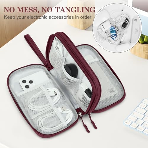 FYY Electronic Organizer, Travel Tech Pouch Bag, Medium, Wine Red - Image 5