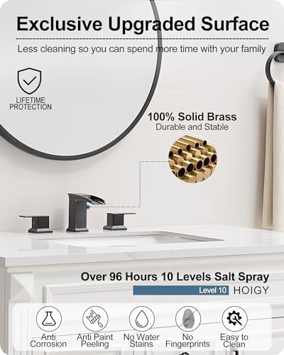 Waterfall Bathroom Sink Faucet 3 Hole, Bronze 8 Inch 2 Handles - Image 5
