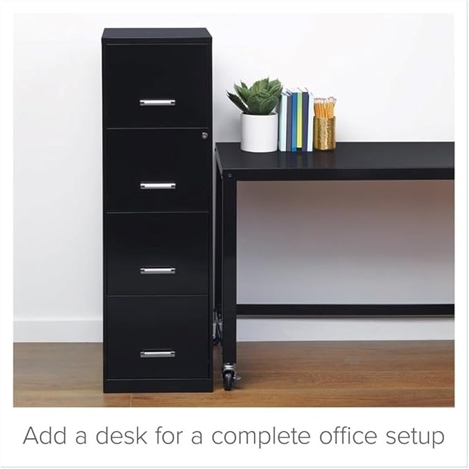 Scranton & Co 18" Deep Light Duty 4 Drawer Metal Letter Filing Cabinet in Black - Image 6