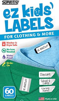Ez Kids Clothing Labels Self-Stick No-Iron Write-On | Great for Children & Adults | Washer & Dryer Safe | School, Camp, Nursing Care, Toys, Organizing, All Purpose (60-Pack) by SUPIRITIV