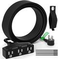 Outdoor Extension Cord 30 Ft with 3 Outlets, 14/3 SJTW 3 Prong Grounded Power Cord, 14 Gauge 14AWG Heavy Duty Power Cable, ETL Listed, 15 Amp 125 V 1875 W-Multiple Outlets for Indoor/Outdoor-Black by Elecan