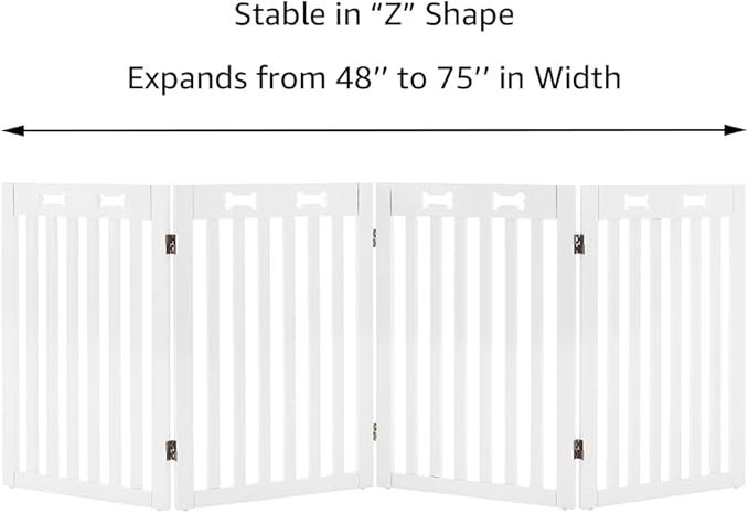 unipaws 29.5'H Free Standing Tall Wooden White Dog Cat Gate, Foldable Pet Fence - Image 5