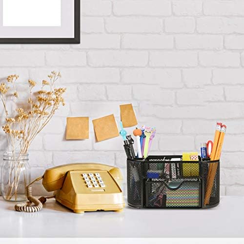 Desk Organizer with 9 Compartments, Mesh Office Organization for Scissors, Post-it, Sticky notes, Pen Holder, Metal Office Desk Organizers and Accessories - Image 2