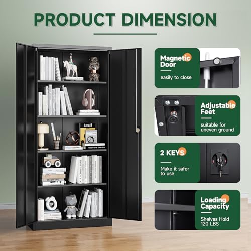Letaya Metal Garage Storage Cabinets with Lock Door and Adjustable Shelves, Steel Tool Cabinets for Home,Office,Warehouse Organisieren (Black, 72" H) - Image 6