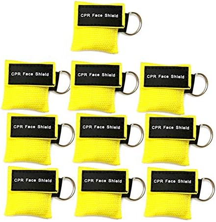 Pack of 10pcs CPR Face Shield Mask with Keychain Ring First Aid Kit CPR Face Shields for First Aid Training (Yellow-10) by LSIKA-Z