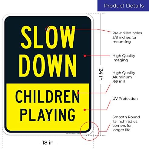 Slow Down Children Playing Sign, Traffic Sign, - Image 3