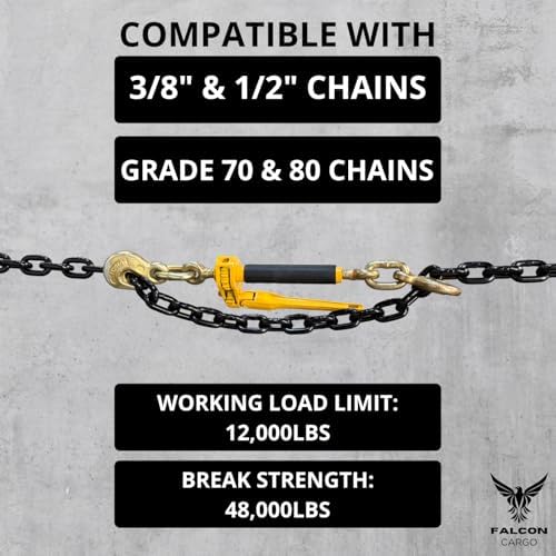 3/8-1/2" Folding Ratchet Load Binder G70 & G80-12,000 LBS WLL - Clevis Grab Hook, Chain Tie-Down - Image 2