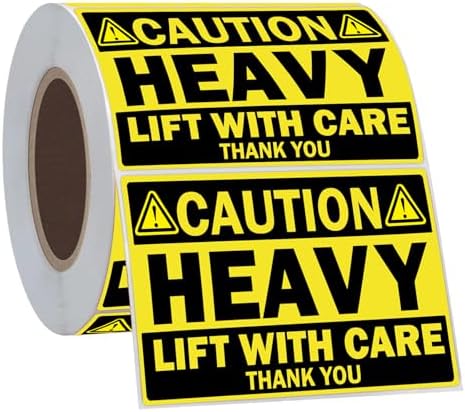 2 x 3Inch Caution Heavy Shipping Stickers,200Pcs Caution Heavy Labels by Remerabel