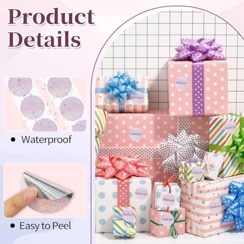 1.5 Inch Thermal Labels,Holographic Circle Direct Thermal Stickers,for Address Design DIY Logo Business(300 pcs/Pink dots) - Image 3