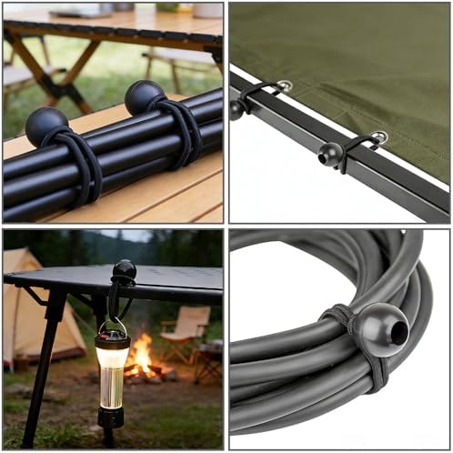 50PCS Ball Bungee Cords Heavy Duty Canopy Tarp Tie Downs, for Camping, Shelter, Cargo, Tent Poles UV Resistant - Black (Black, 12 inch) - Image 5