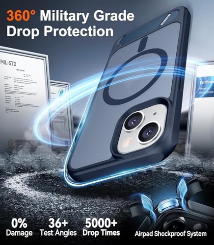 Temdan Magnetic Compatible with iPhone 15 Plus Case & iPhone 14 Plus Case, [Built-in Invisible Kickstand][Compatible with MagSafe][Military Grade Shockproof] Slim Translucent Matte Phone Case 6.7" - Image 5