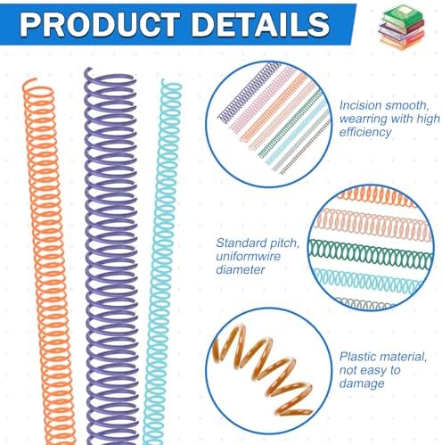 120 Pack Plastic Spiral Binding Coils Binder Binding Spirals Rings Multi Size Spiral Binding Wire Combs Spines Coils, 4:1 Pitch, 1/4 5/16 3/8 1/2 9/16 5/8 3/4 7/8 Inch (Pastel Color) - Image 4