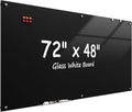 MaxGear Glass Whiteboard 72" x 48" Wall Mounted, Magnetic Black Dry Erase Board by MaxGear