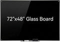 72" x 48" Black Extra Large Glass Whiteboard 6' x 4' Frameless Tempered Black by DexBoard