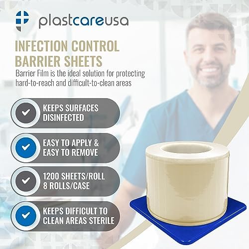 Clear Barrier Film Roll 4"x6" - Protective Dental Barrier Film for Dental, Medical, Tattoo - Perforated Adhesive Barrier Tape Sheets (1 Box of 1200 Sheets) by PlastCare USA - Image 4