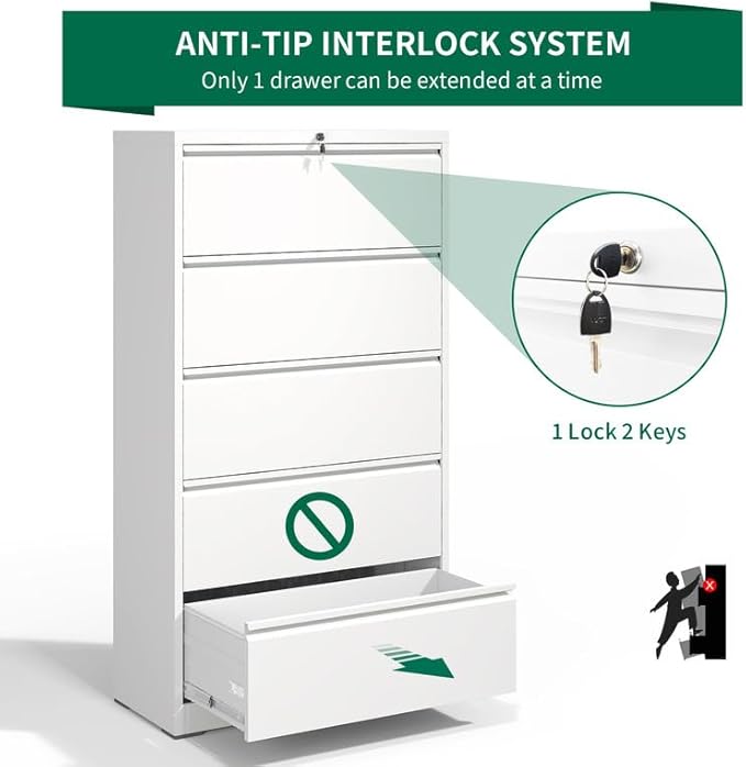 5 Drawer Lateral File Cabinet - Image 6