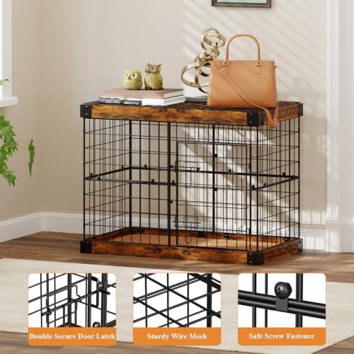 30 Inch Dog Crate Furniture with Cushion Mat for Dogs up to 30 lbs, Indoor Dog Kennel with Spacious Storage Top, Decorative Metal Dog Cage for Small Dogs - Image 6