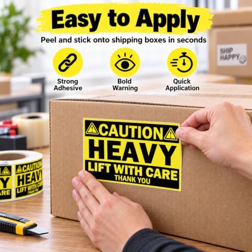 2 x 3Inch Caution Heavy Shipping Stickers,200Pcs Caution Heavy Labels - Image 6