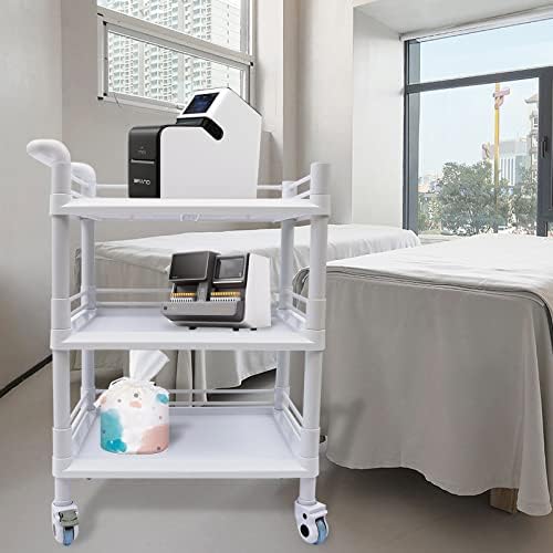 3 Tier Rolling Medical Storage Shelves Rack with Wheels - Beauty Salon SPA Medical Rolling Cart with 360 Silent Swivel Wheels - Image 3