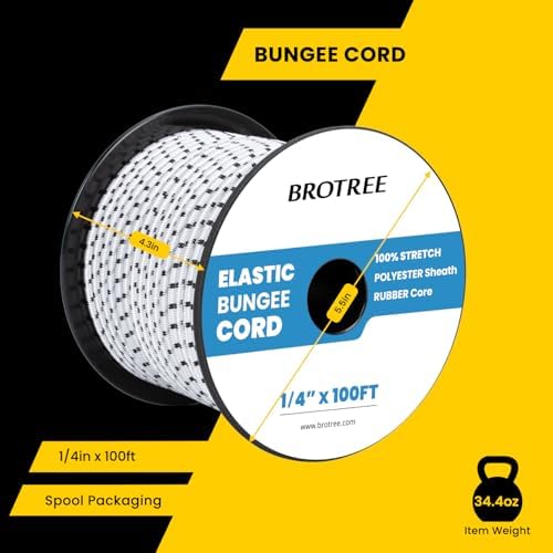 Brotree Bungee Cords 1/4" x 100ft Elastic Shock Cord 100% Stretch Cord - Image 2