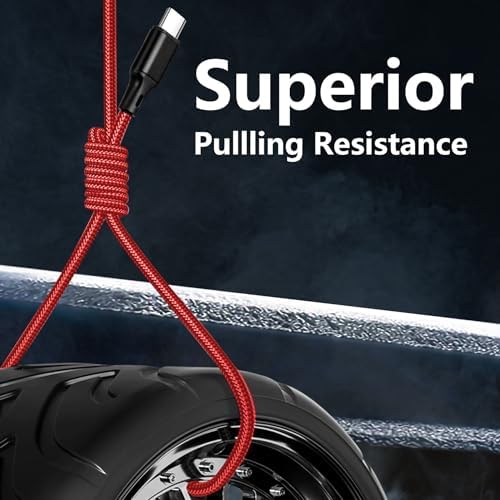 cugunu 60W USB C to USB C Cable, 3 Pack 6ft Type C Fast Charger Cord (Red) - Image 3