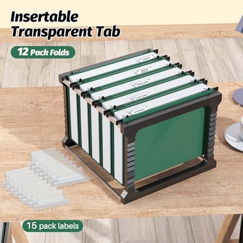 SHUTEX Plastic Hanging File Folder, 12 Pack, Letter Size, Green - Image 6