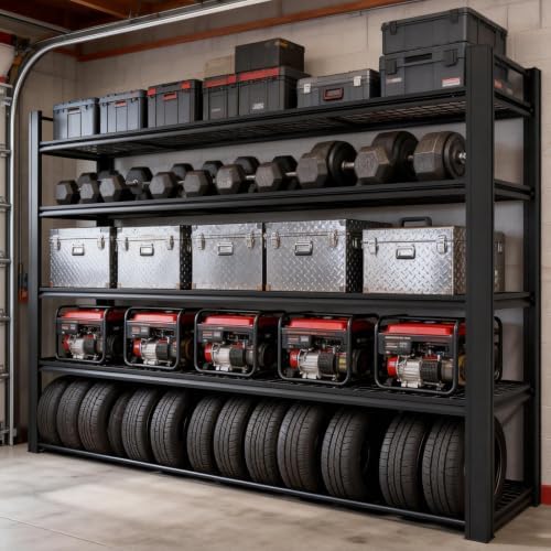 5T 62“ W x 24” D x 84" H Heavy-Duty Garage Shelving, Metal Shelving, 6000LBS Storage Shelves, Adjustable Metal Shelves for Storage, Industrial Garage Shelves for Warehouses and Basements*3 - Image 2