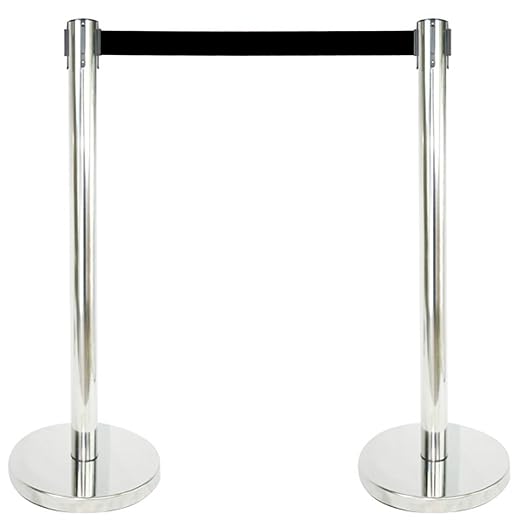 VIP Crowd Control Retractable Belt Stanchion Queue Safety Barrier Set - Image 4