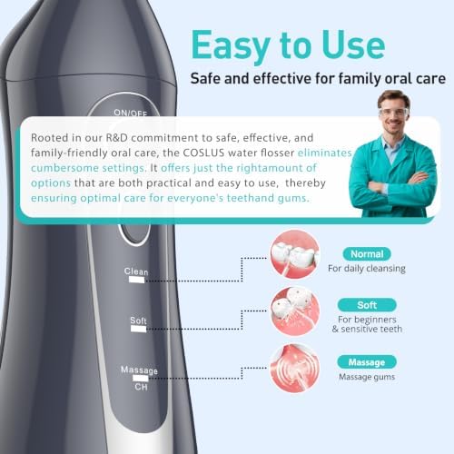 COSLUS ADA Accepted C20 Water Dental Flosser Teeth Pick, 300ML Larger Tank - Image 5