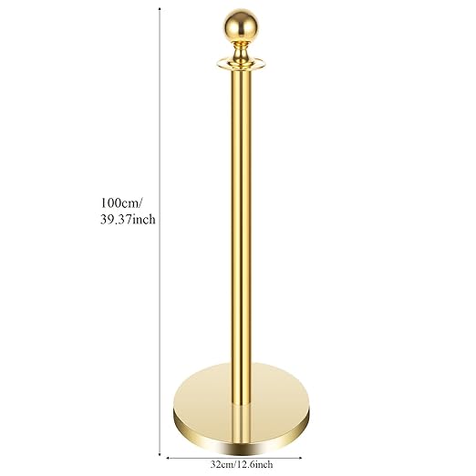 8 Pcs Stanchions with Red Velvet Ropes Set, 4 Red Velvet Ropes and 8 Stainless - Image 3