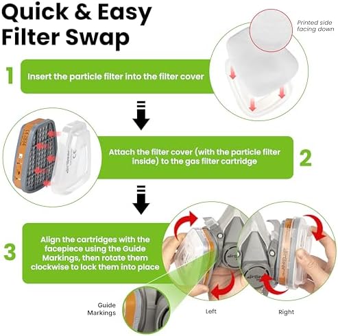 AirGearPro G-500 Reusable Respirator Mask with A1P2 Filters | Anti-Dust Mask Ideal for Painting, Woodworking, Construction, Sanding, Spraying, Chemicals, DIY etc - Image 3