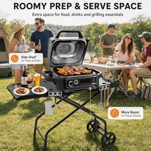 Hisencn 42.5" x 13.3" Outdoor Foldable Grill Stand for Ninja Woodfire Grill - Image 5