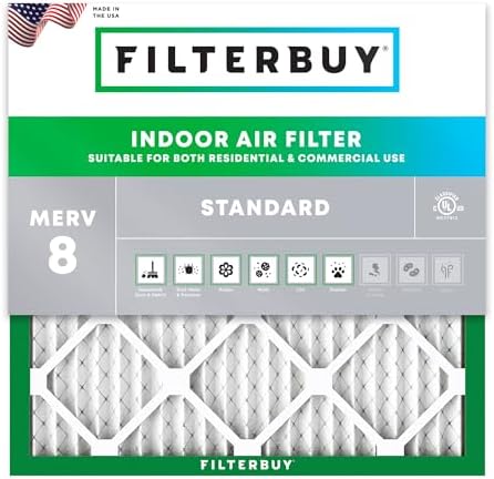 Filterbuy 14x14x1 Air Filter MERV 8 Dust & Allergy Defense (1-Pack) by Filterbuy
