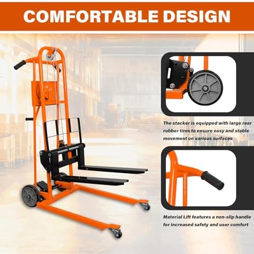 APOLLOLIFT Material Lift Winch Stacker 500lbs Capacity 41.4" Lifting Height - Image 5
