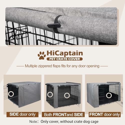 HiCaptain 30-Inch Dog Crate Cover with Mesh, Waterproof Kennel Cover, Grey - Image 4