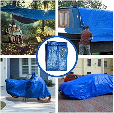 Blue Tarp Pack of 4 Tarps Heavy Duty waterproof 8x10 Large Multipurpose Poly Outdoor Tarps Cover 5 Mil Thickness Blue Tarpaulin Reinforced Rip Resistant Rubber Edges With Aluminum Grommets - Image 7