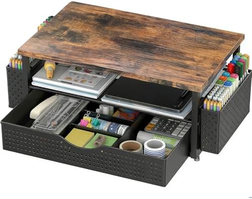 Spacrea Desk Organizers and Accessories, Printer Stand with Storage, Wood by Spacrea