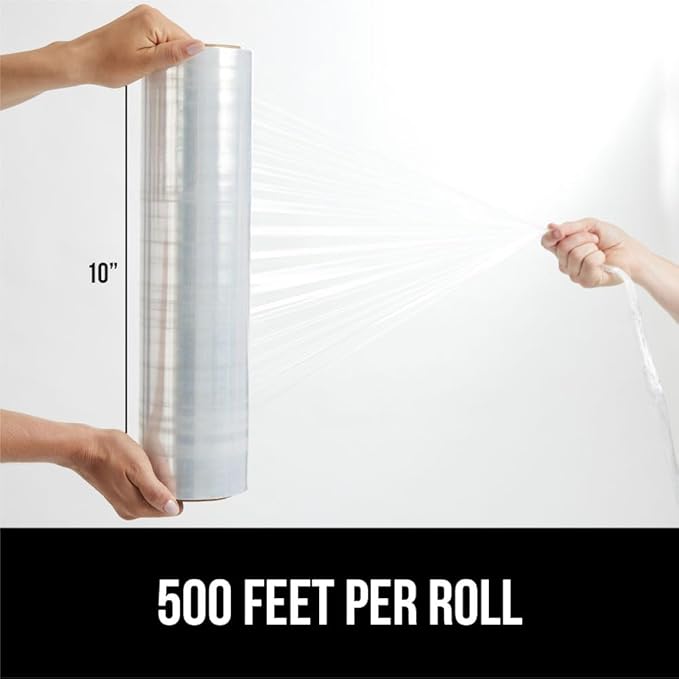 GORILLA GRIP 500% Stretch Film Heavy Duty Plastic, 500ft Shrink Wrap Roll 10" - Image 6