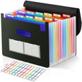 SKYDUE Accordion File Organizer, Expanding File Folder with 13 Pockets, Portable Document Paper Bill Receipt Organizer for Desk, Home School Office Supplies, Letter A4 Size Black by SKYDUE