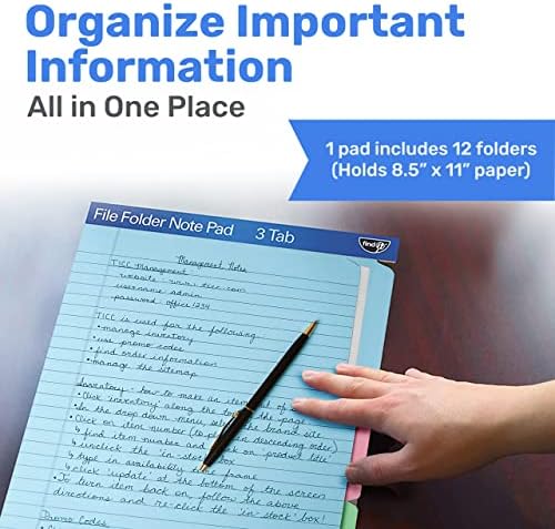 Find It File Folder Notepad - Pack of 12-9.5 x 12.5 Inch Notebook Organizer Folders for Filing, Document, and Clipboard Organization - Assorted Colors - Image 2
