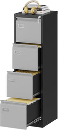 File Cabinets - 4 Drawers Vertical 17.8" Deep Lockable Filing Cabinet - Black & by Fesbos