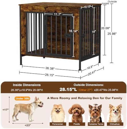 EasyCom 28.15" Dog Crate Furniture for 1 or 2 Dogs, Brown - Image 5