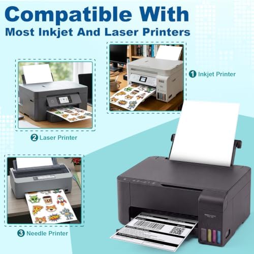 Printable Sticker Paper, 30 Sheets 8.5"x11" Printable Full Sheet Labels for Laser & Inkjet Printers, Packaging, Signs, Shipping, Mailing & Product Stickers, Adhesive Labels,Pony Packaging - Image 3