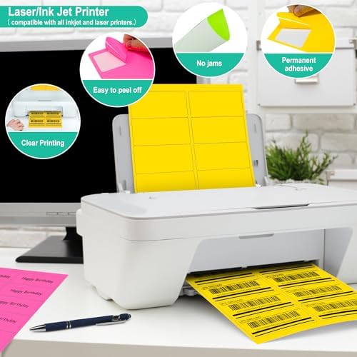 LLIKED 2" x 4" Assorted Fluorescent Address Labels 300 Labels 30 Sheets - Image 5