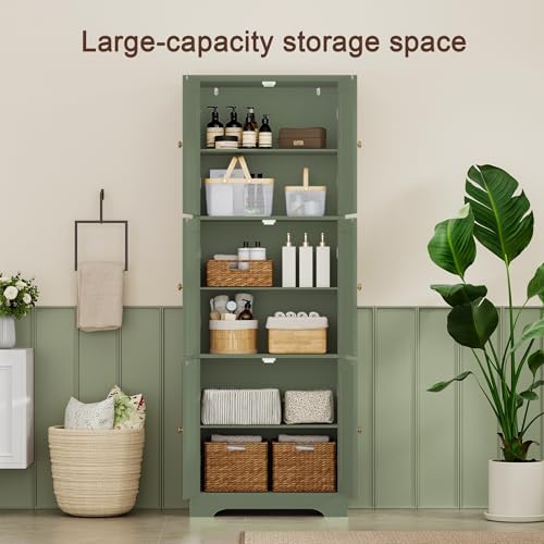 ChooChoo 63.2" Tall Bathroom Storage Cabinet with 6 Doors - Image 4