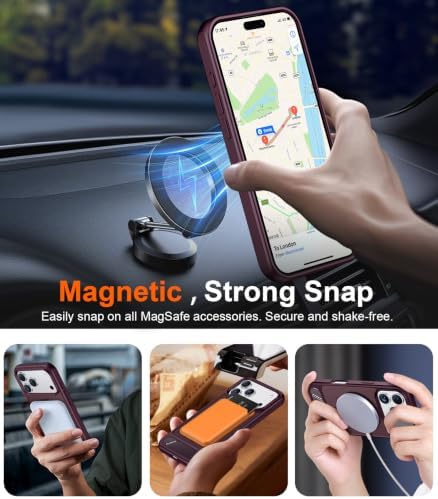 Temdan Magnetic for iPhone 18 Pro Case/iPhone 17 Pro Case Stand Dark Cherry - Image 6