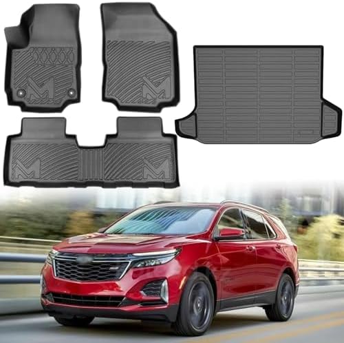 TPE Automotive Floor Mats & Cargo Liner Custom for 2018-2024 Chevy Equinox (Not for EV) & GMC Terrain, All Weather Cover Protection Waterproof Black Floor Liner Front & Rear Row Full Set Car Mats, 4p by CMVTAuto