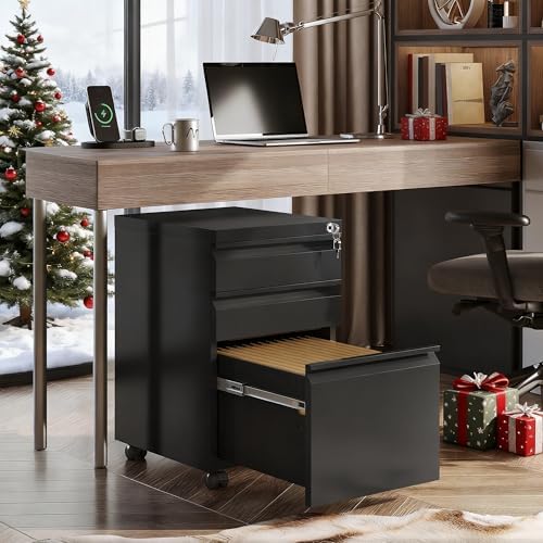 DEVAISE 3 Drawer File Cabinet with Lock, Fully Assembled Except Casters - Image 2